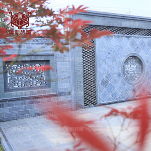 唐鼎仿古砖雕新中式影壁墙背景墙青砖装饰庭院酒店茶楼园林镂空窗