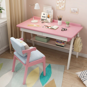 粉色书桌简约现代女生少女公主家用卧室桌子学生女孩儿童学习桌80