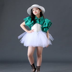 舞服装儿童嘻哈架子鼓演出服女孩街舞露脐模特走秀潮服夏543人付款39