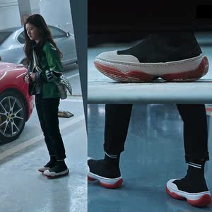 我喜欢你赵露思顾胜男同款鞋子黑色显瘦连袜靴厚底增高弹力靴子女