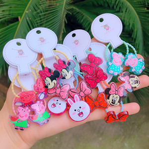 10对装卡通混装儿童小发圈佩奇米奇米妮领结兔宝宝扎头发皮筋皮套