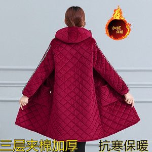 保暖冬季韩版罩衣外套棉衣加绒加厚时尚大码工作服女装棉袄长款