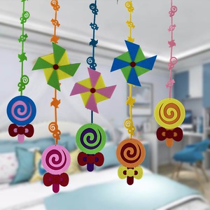 开学幼儿园教室走廊环创装饰布置商场店铺卡通风车棒棒糖挂饰吊饰