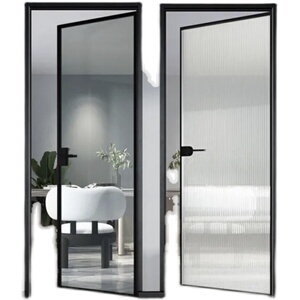 网红窄边框室内长虹玻璃灰油砂油砂平开门卫浴厨房天地合页磁吸锁