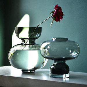 绿色玻璃葫芦花瓶北欧风格创意简约ins风花瓶摆件客厅样板间插花
