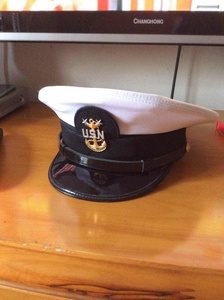 US NAVY 军版原品海军大檐帽，大盖帽，常礼服白甲用