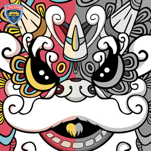 车贴车身两侧 中国风神兽狮子头国潮醒狮保险杠划痕遮挡车身拉花