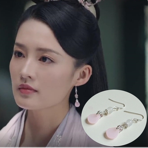 锦绣南歌沈骊歌李沁同款粉梅花瓣古典手工汉服s925银钩耳环耳夹