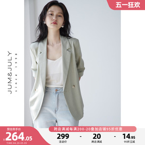 嘉茱莉2024夏季新款短袖小西装外套女薄款西装小个子宽松休闲西服