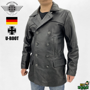 二战德国u型潜艇指挥官外套皮衣修身黑灰水洗皮中长猎装德军男1人付款