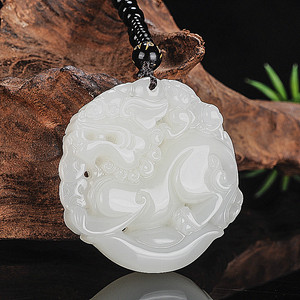 一元拍卖新疆和田玉白玉皮丘招财转运貔貅吊坠白玉玉项链玉佩挂件