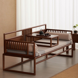 新中式罗汉床禅意沙发组合现代中式简约实木样板房售楼处罗汉榻