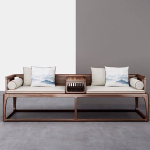 新中式罗汉床现代简约中式实木沙发床双人位茶室会所客厅禅意家具