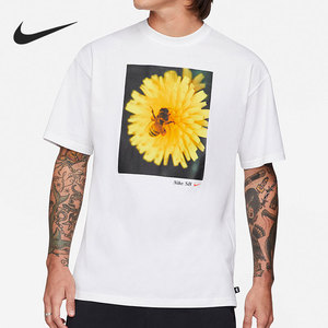 nike/耐克正品春季小雏菊白色圆领男子休闲短袖t恤 db9962-100