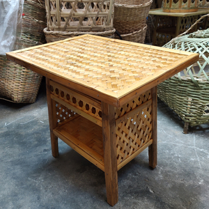 网红藤编竹桌子圆桌竹编草民俗电脑桌傣族饭桌手工制竹器包邮