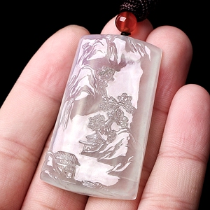 翡翠牌子挂件男山水