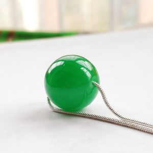 缅甸翡翠冰糯种圆珠子满阳绿色路路通吊坠男女情侣挂件手链转运珠