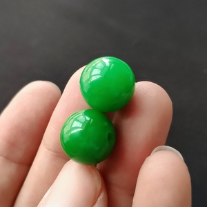 翡翠满绿珠子散珠冰糯种阳绿色顶珠男女圆珠手串手链项链吊坠单颗