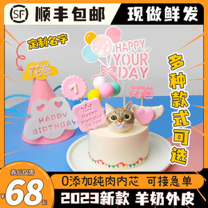 北京同城宠物蛋糕生日定制头像猫咪小狗狗吃的蛋糕纯肉可食用零食