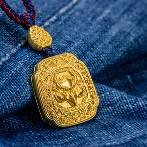 琳彩大鹏金翅吊牌藏式吊坠金米黄金足金999迦楼罗古法金项链颈饰