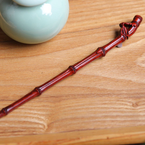 小叶紫檀木竹子发簪头饰女节节高升复古风竹叶发簪配饰零件送女友