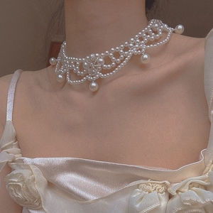复古宫廷风气质公主珍珠锁骨链choker小众设计高级感项链