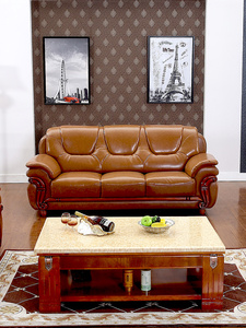 现代简约123组合真皮沙发头层牛皮户型客厅老式中式皮沙发自建房