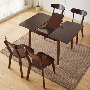 北欧全实木抽拉式餐桌椅组合2可伸缩现代简约4折叠推拉6小户型8人