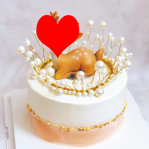 摆件一鹿有你小鹿生日烘焙插件珍珠皇冠周岁甜品派对pianoboy凌风0