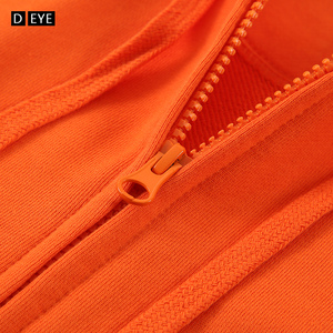 橙色连帽外套女春秋季运动休闲长袖薄款上衣全棉拉链开衫毛圈卫衣