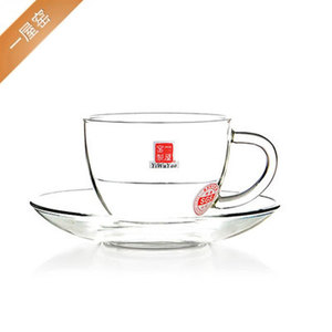 一屋窑耐热玻璃花茶杯带把小水杯品茗杯小茶杯带碟盘功夫花草茶具