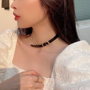 项链女小众设计感皮带拼接链条项圈ins个性百搭短款锁骨链项饰潮