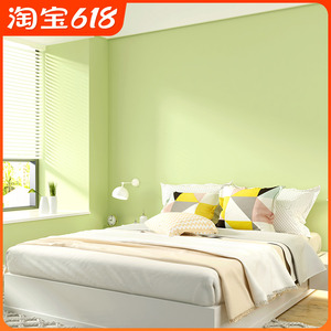 抹茶绿墙纸黄绿色素色纯色现代简约无纺布卧室客厅电视背景墙壁纸