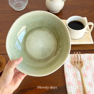 lovely days ins嫩绿色亮釉窑变渐变纹理陶瓷釉下彩沙拉碗面碗