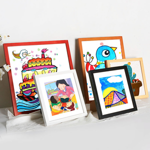 正方形儿童画框挂墙6 7寸简约可爱相框装裱美术作品展示边框33 38