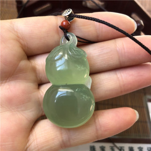 天然岫玉吊坠玉石锁骨链挂件毛衣链男女a货正品180岫岩玉葫芦挂坠