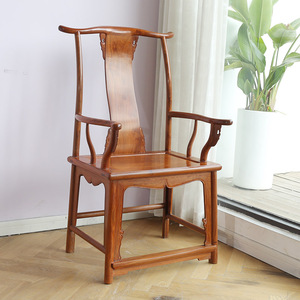 明式大官帽椅缅甸花梨四出头官帽椅北方坐椅子中式古典红木家具