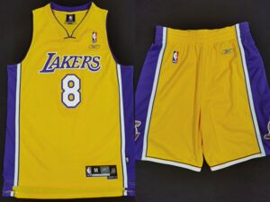锐步正品科比8号kobe湖人主场黄元年sw老网眼刺绣球衣球裤套装