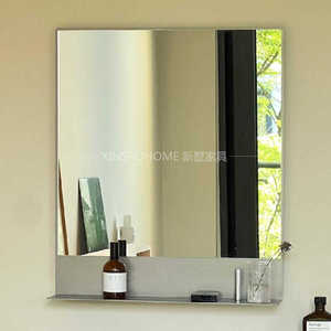 洗手台洗漱镜家用化妆镜ins不锈钢复古穿衣镜民宿方形壁挂浴室镜