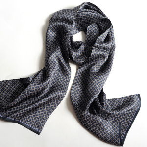 男式精致提花桑蚕丝围巾双面围脖真丝丝巾春秋冬季护领正装领口巾