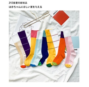 儿童中筒袜2019春季新款韩版儿童彩色中筒袜条纹拼色中筒袜学生袜