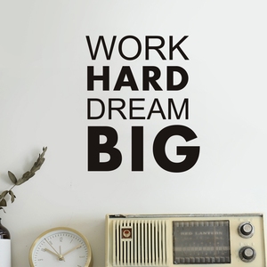 work hard dream big英文励志标语墙贴办公室工作台创意文字背景