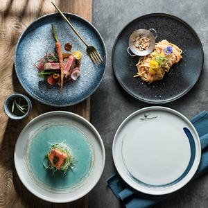 新款日式牛排盘子西餐盘高级感商用家用陶瓷盘菜盘鱼盘点心盘平盘