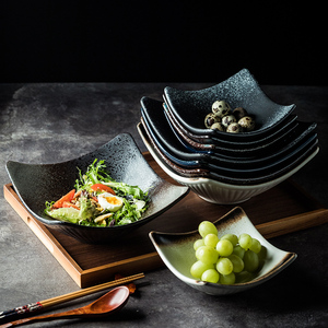日式翘角盘陶瓷盘子 创意调料盘大号小吃盘配菜盘 水果沙拉盘子
