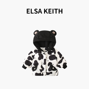 日本童装ELSA KEITH儿童羽绒棉服冬季2024新款可爱小奶牛女宝外套