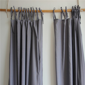 外贸 窗帘成品麻布灰色简约现代纯色客厅卧室遮光窗帘可定制特价