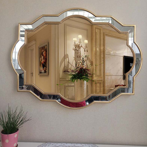 新品欧式手工贴玻璃片防水地中海化妆天然石贝壁挂装饰镜浴室镜子