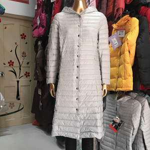 广迪崇雅2021新款女装轻薄羽绒服长款鹅绒年轻连帽修身鹅绒外套冬