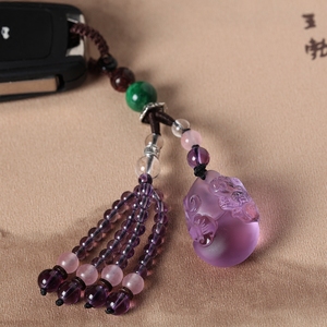 紫水晶貔貅葫芦汽车钥匙扣挂件女高档创意可爱韩国时尚简约饰品