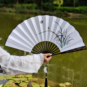 且试天下同款扇子折扇男款夏天可折叠古风中国风汉服玉竹大扇子